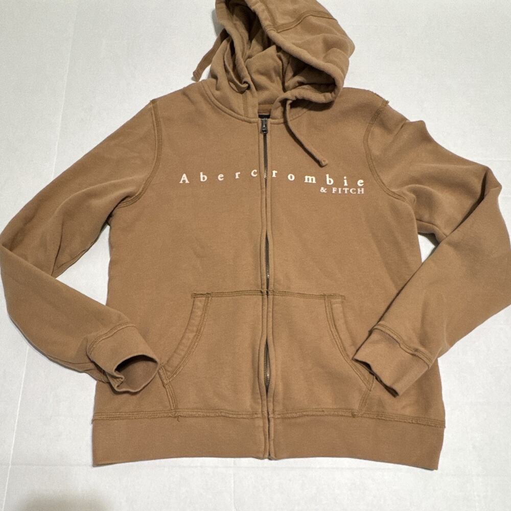 Abercrombie & Fitch Soft A&F Fleece Women’s Brown Full Zip Hoodie Pockets M